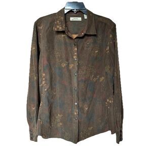 Natural Reflections Shirt Women’s Xl Floral Button Up Long Sleeve Bittersweet